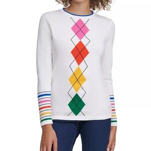 Tommy Hilfiger crewneck White colorful Sweater Size XL